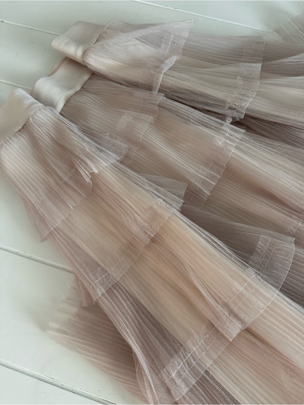 Simply Vera Vera Wang Beige Cream Tulle Plaid Maxi Skirt - Picture 7 of 10